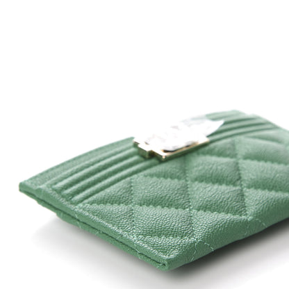Chanel Caviar Quilted Boy Card Holder Green 8 of 10