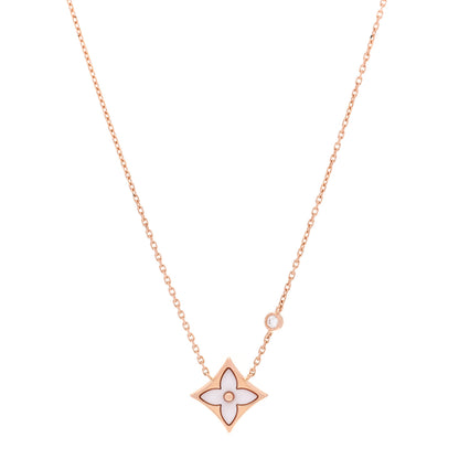 Louis Vuitton 18K Pink Gold Diamond Pink Mother of Pearl Color Blossom BB Star Pendant Necklace 1 of 6
