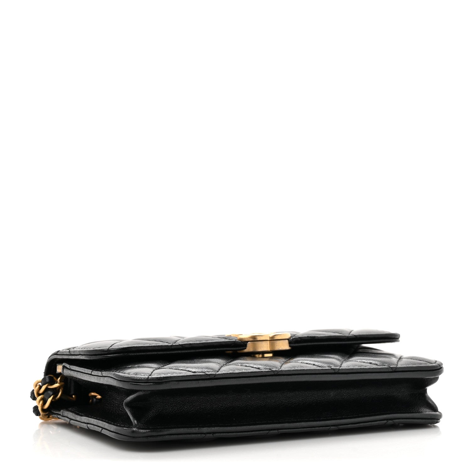 Chanel Lambskin Quilted CC Logo Flap Phone Holder With Chain Black 4 of 11