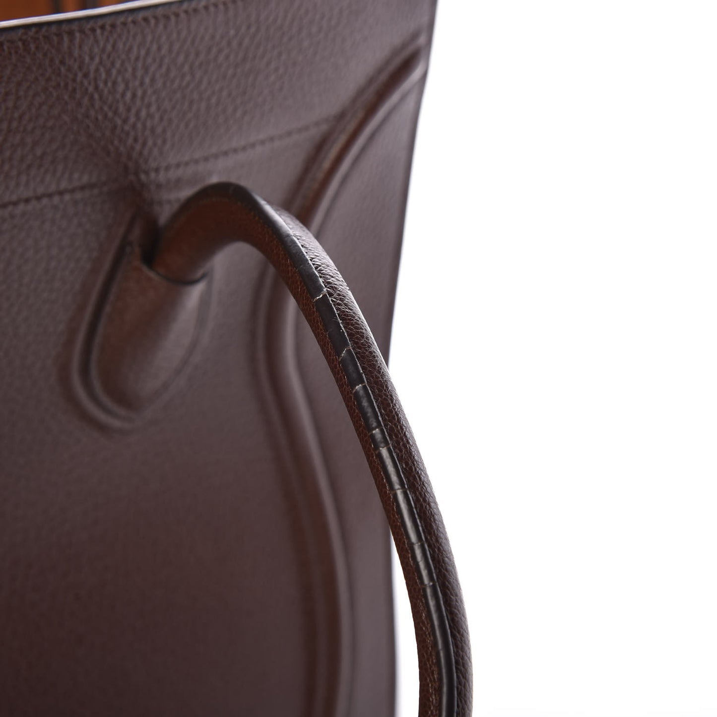 Shiny Grained Calfskin Medium Phantom Luggage Brown