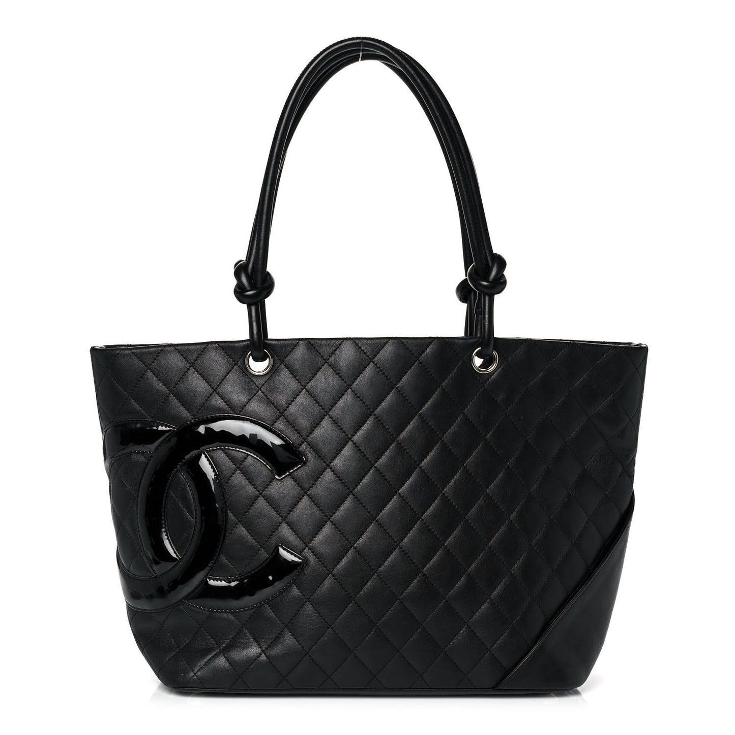 Calfskin Quilted Large Cambon Tote Black