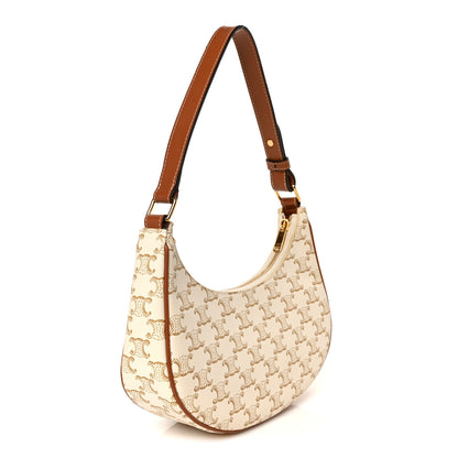 Celine Canvas Calfskin Ava Triomphe Shoulder Bag White 2 of 10