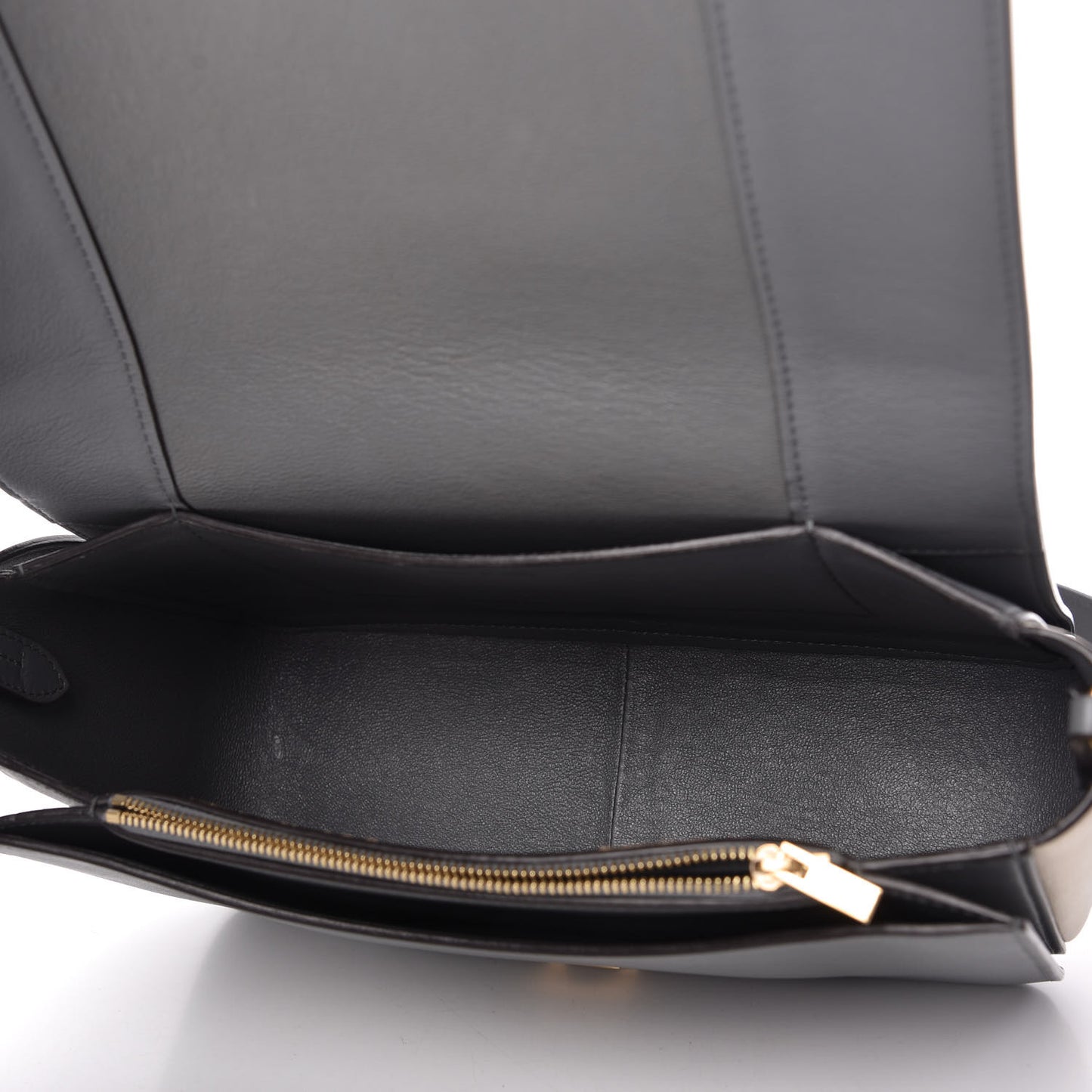 Shiny Smooth Calfskin Medium Frame Shoulder Bag Grey Storm