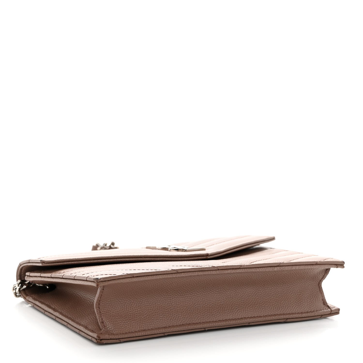 Saint Laurent Grain De Poudre Matelasse Chevron Monogram Envelope Chain Wallet Fard 4 of 11