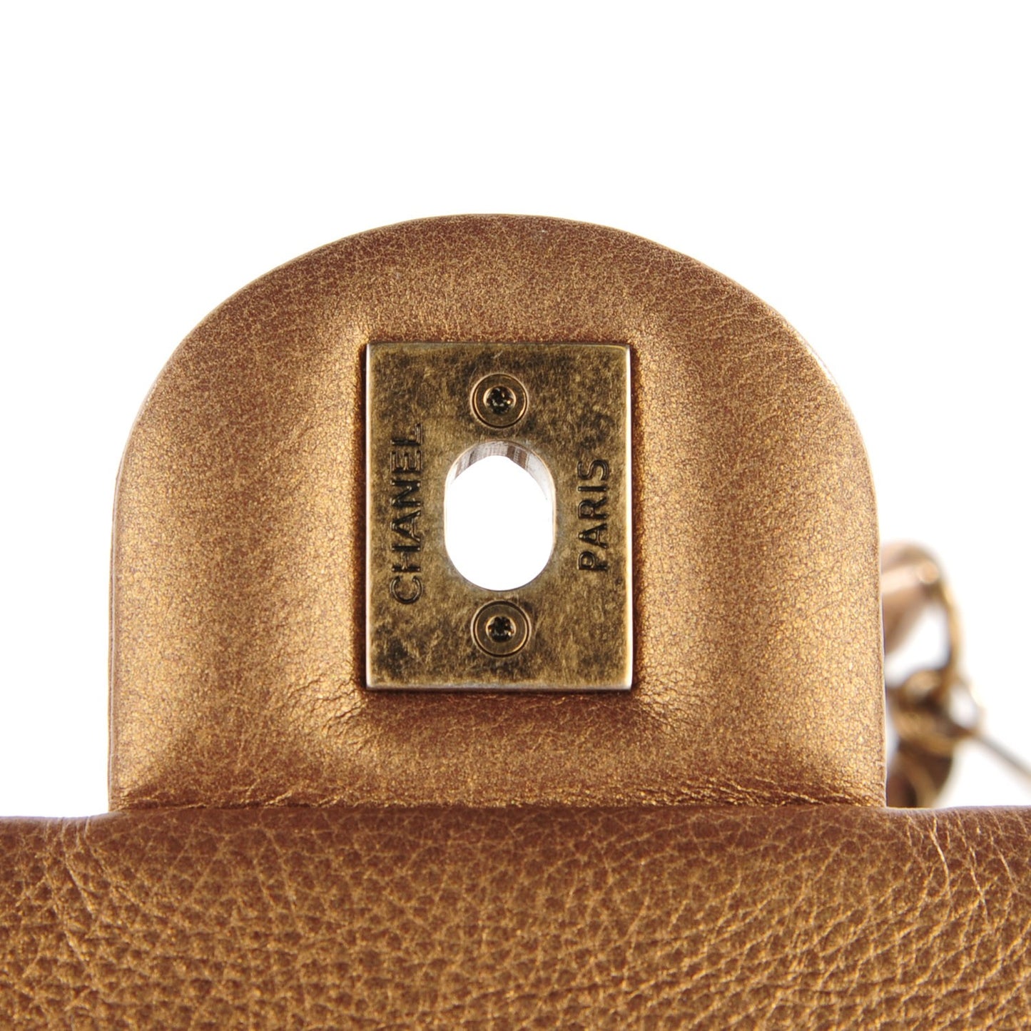 Metallic Calfskin Quilted Medallion Small Flap Gold