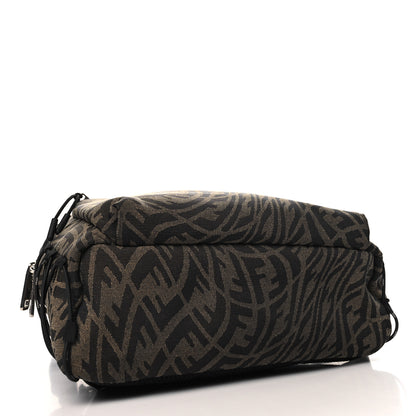 Fendi X SARAH COLEMAN Fabric Jacquard Vitello Grace Light Woven Lanyard FF Vertigo Pouch Pocket Backpack Tobacco Moro Black 4 of 10