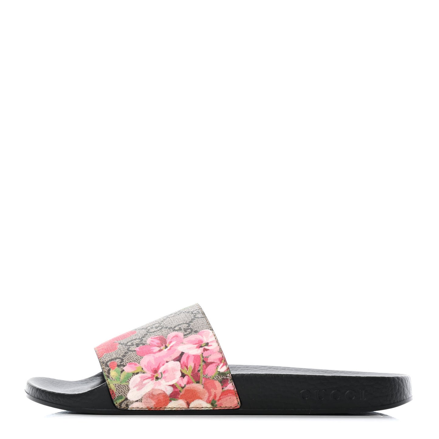 GG Supreme Monogram Blooms Slide Sandals 38 Beige Multicolor