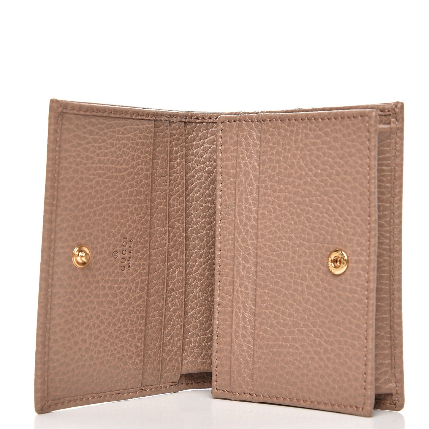 Pebbled Calfskin GG Marmont Card Case Porcelain Rose