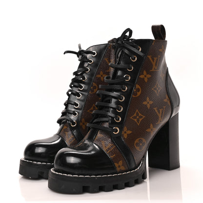 Louis Vuitton Patent Calfskin Monogram Star Trail Ankle Boots 38.5 Black 3 of 6