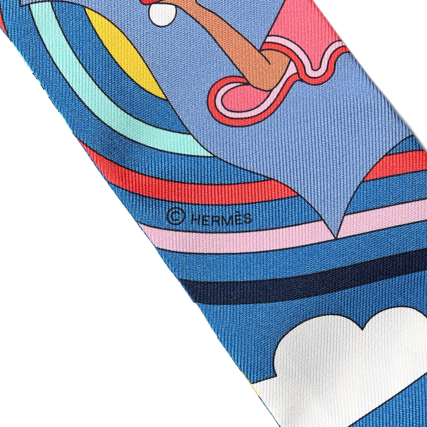 Silk Carres Volants Twilly Bleu Jaune Vif Multicolor