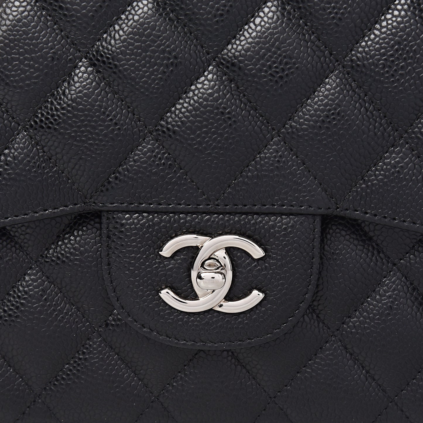 Caviar Quilted Jumbo Double Flap Black