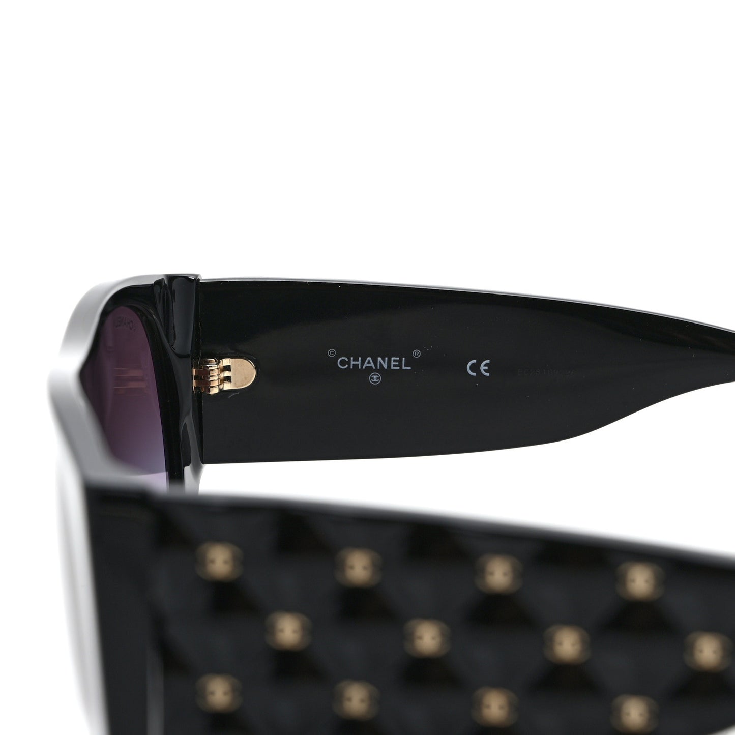 Acetate Quilted CC Pilot Sunglasses 71465A Black