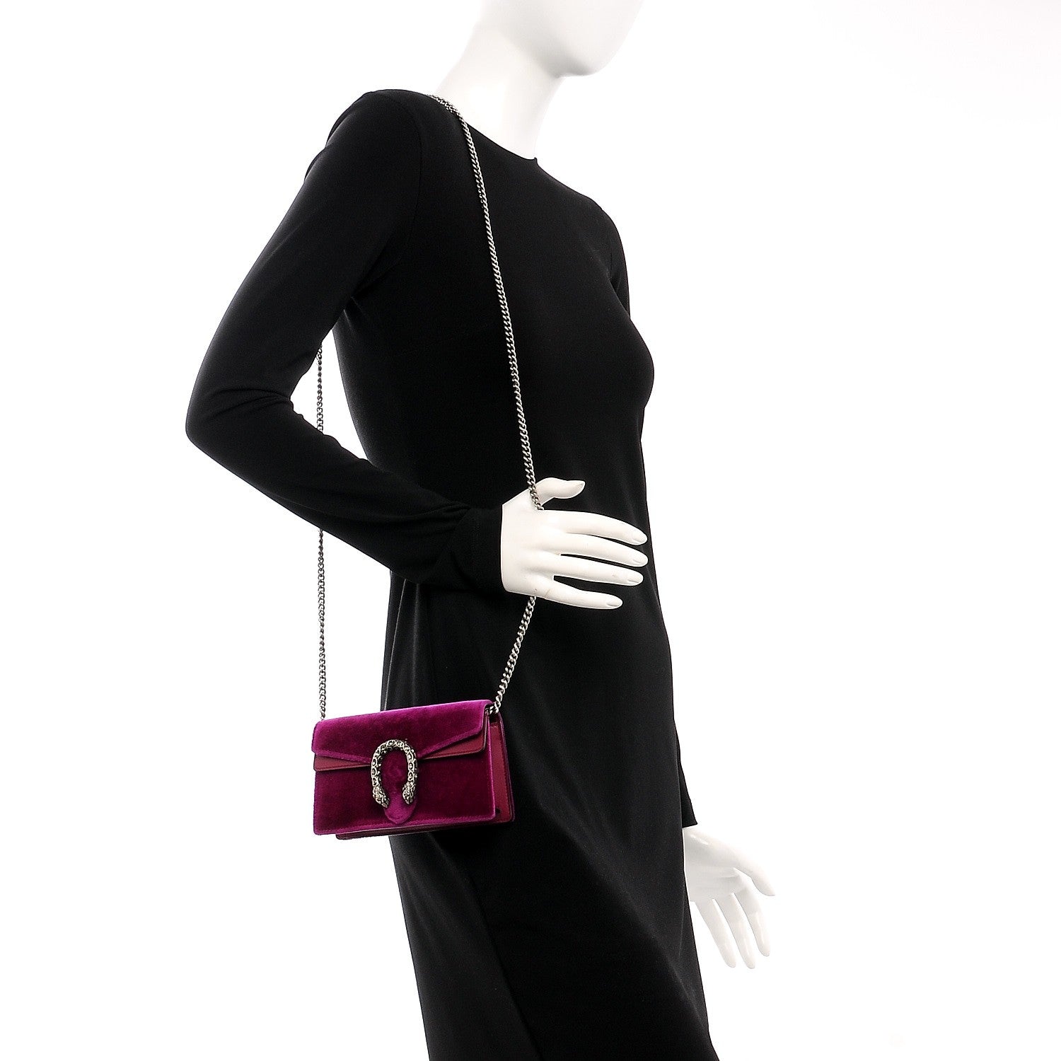 Gucci Velvet Super Mini Dionysus Shoulder Bag Fuchsia Violet Cyclamen 2 of 7