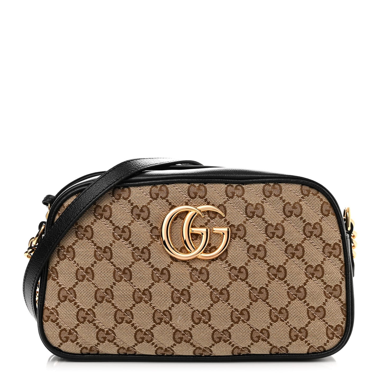 Monogram Matelasse Diagonal Small GG Marmont Chain Shoulder Bag Beige Black