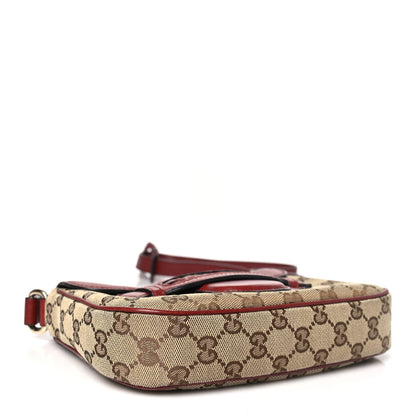 Gucci Monogram Pebbled Calfskin Web Small Dressage Shoulder Bag Red 4 of 12
