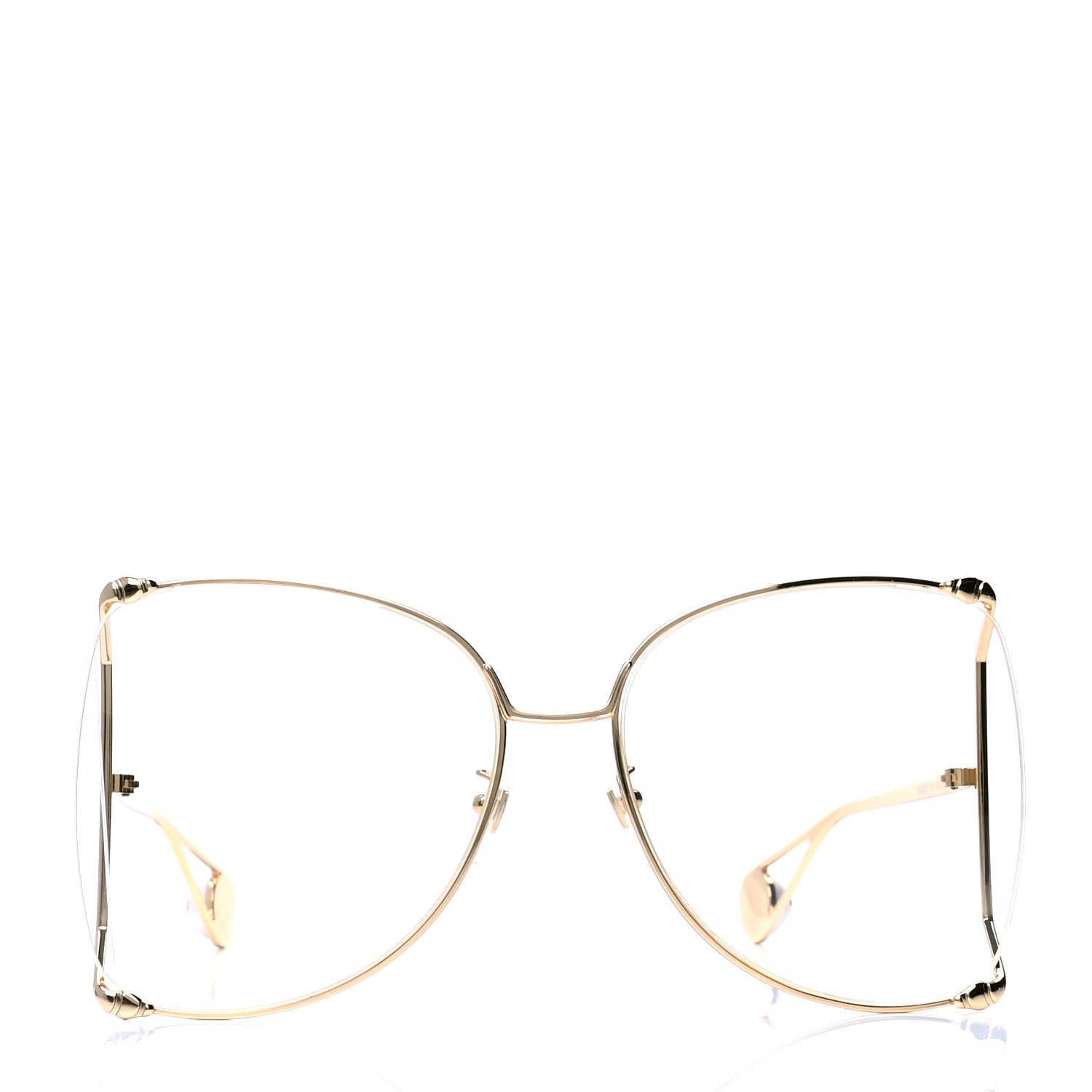 Gucci Metal Oversized Round Sunglasses GG0252S Gold 2 of 4