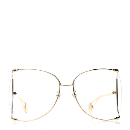 Gucci Metal Oversized Round Sunglasses GG0252S Gold 2 of 4
