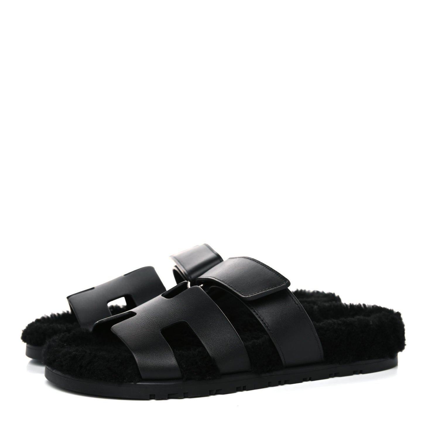 Calfskin Woolskin Womens Chypre Sandals 38 Black