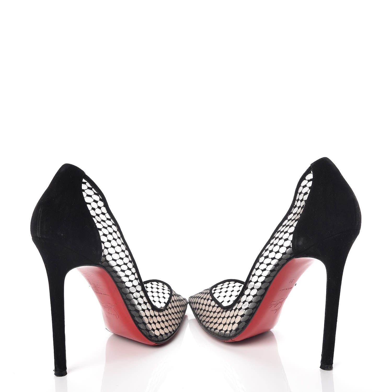 Christian Louboutin Fishnet Kid Suede Resille Follies 100 Pumps 39 Natural Black 9 of 13