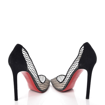 Christian Louboutin Fishnet Kid Suede Resille Follies 100 Pumps 39 Natural Black 9 of 13