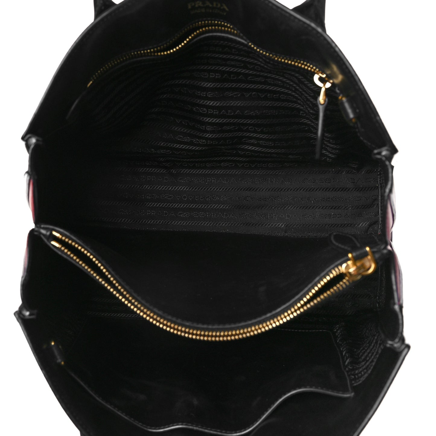 Saffiano City Calfskin Large Bibliothèque Top Handle Black Fuoco