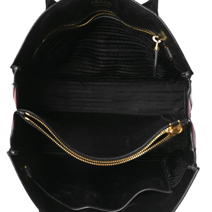 Prada Saffiano City Calfskin Large Bibliothèque Top Handle Black Fuoco 5 of 10
