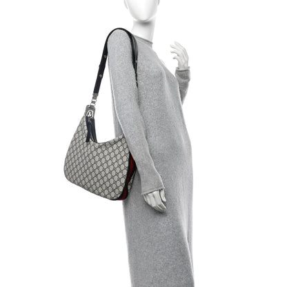 Gucci GG Supreme Monogram Textured Calfskin Web Large Attache Shoulder Bag Beige Blue 2 of 10