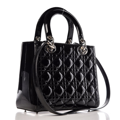 Christian Dior Patent Cannage Medium Lady Dior Black 4 of 12