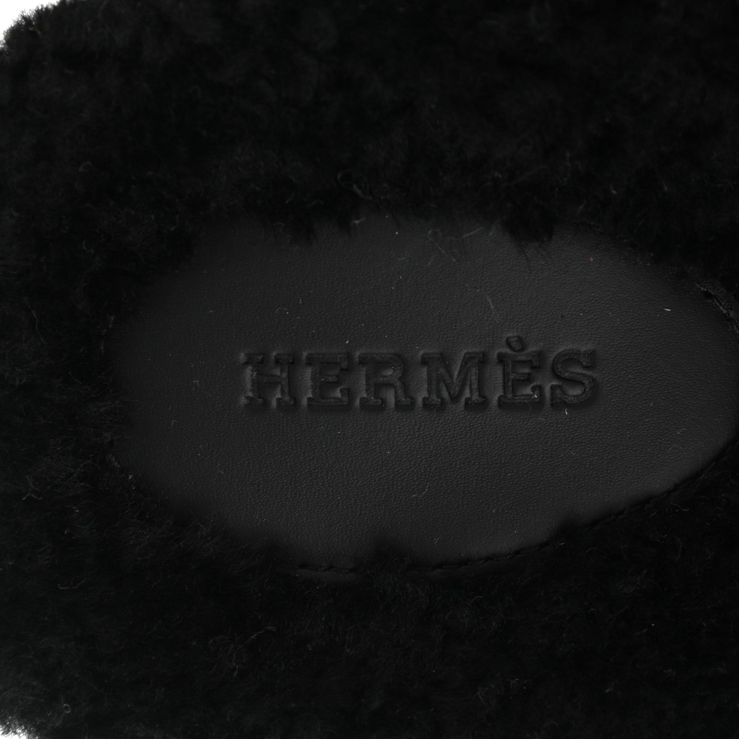 Hermes Calfskin Woolskin Womens Chypre Sandals 39 Black 7 of 9