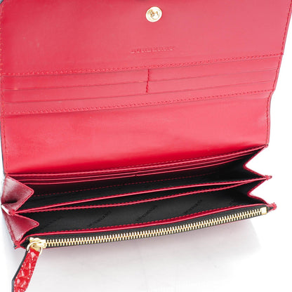Burberry Patent Heritage Grain Penrose Bow Continental Wallet Military Red 5 of 8