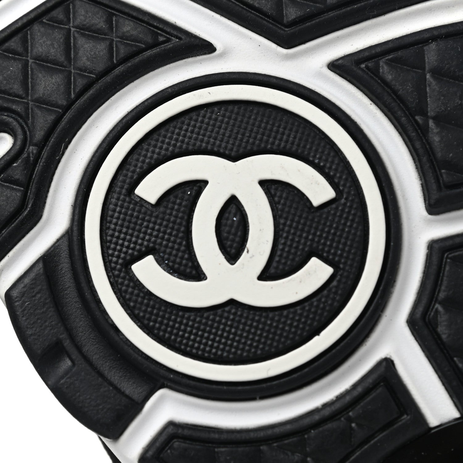 Chanel Suede Calfskin Printed CC Sneakers 38.5 Black White 7 of 10