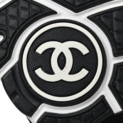 Chanel Suede Calfskin Printed CC Sneakers 38.5 Black White 7 of 10