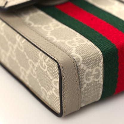 Gucci GG Supreme Monogram Textured Calfskin Web Mini Ophidia Messenger Beige Mystic White Oatmeal 7 of 9