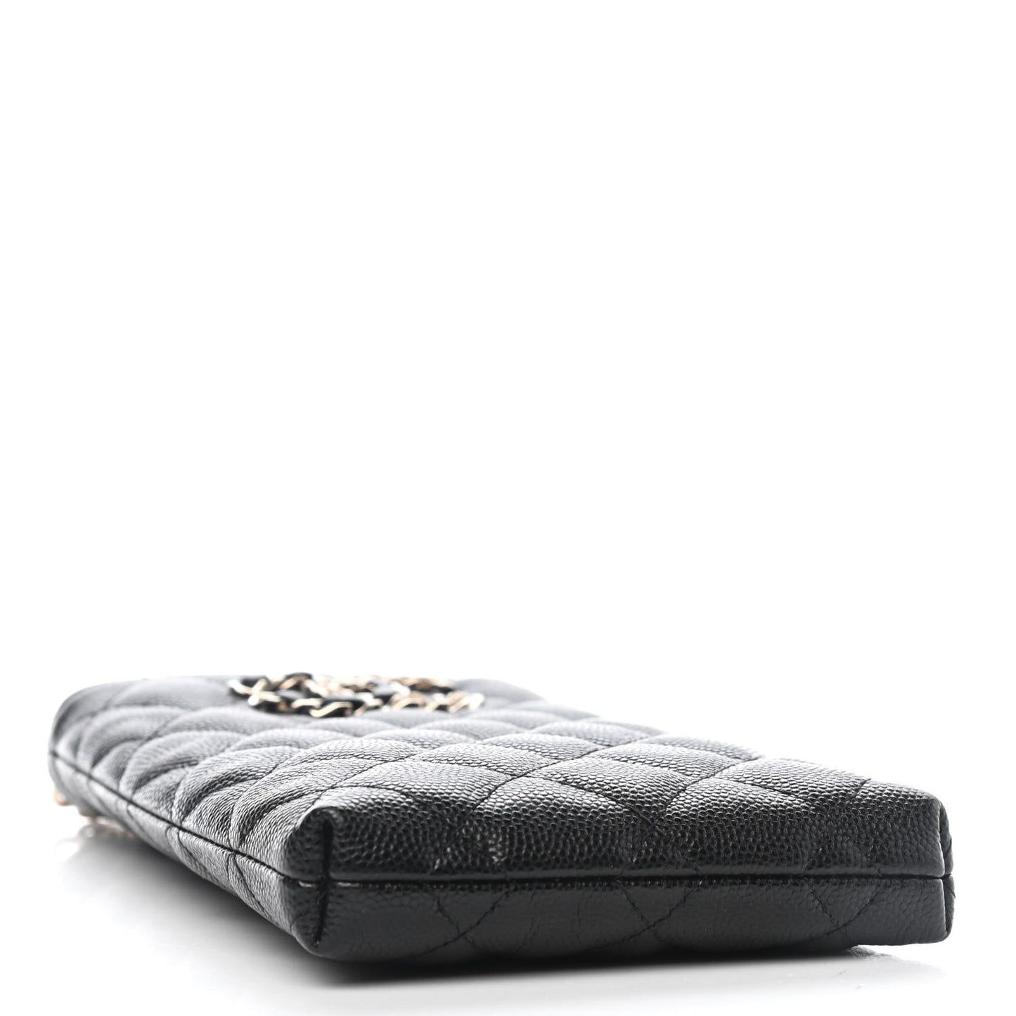 Caviar Quilted French New Wave Phone Holder With Chain Black
