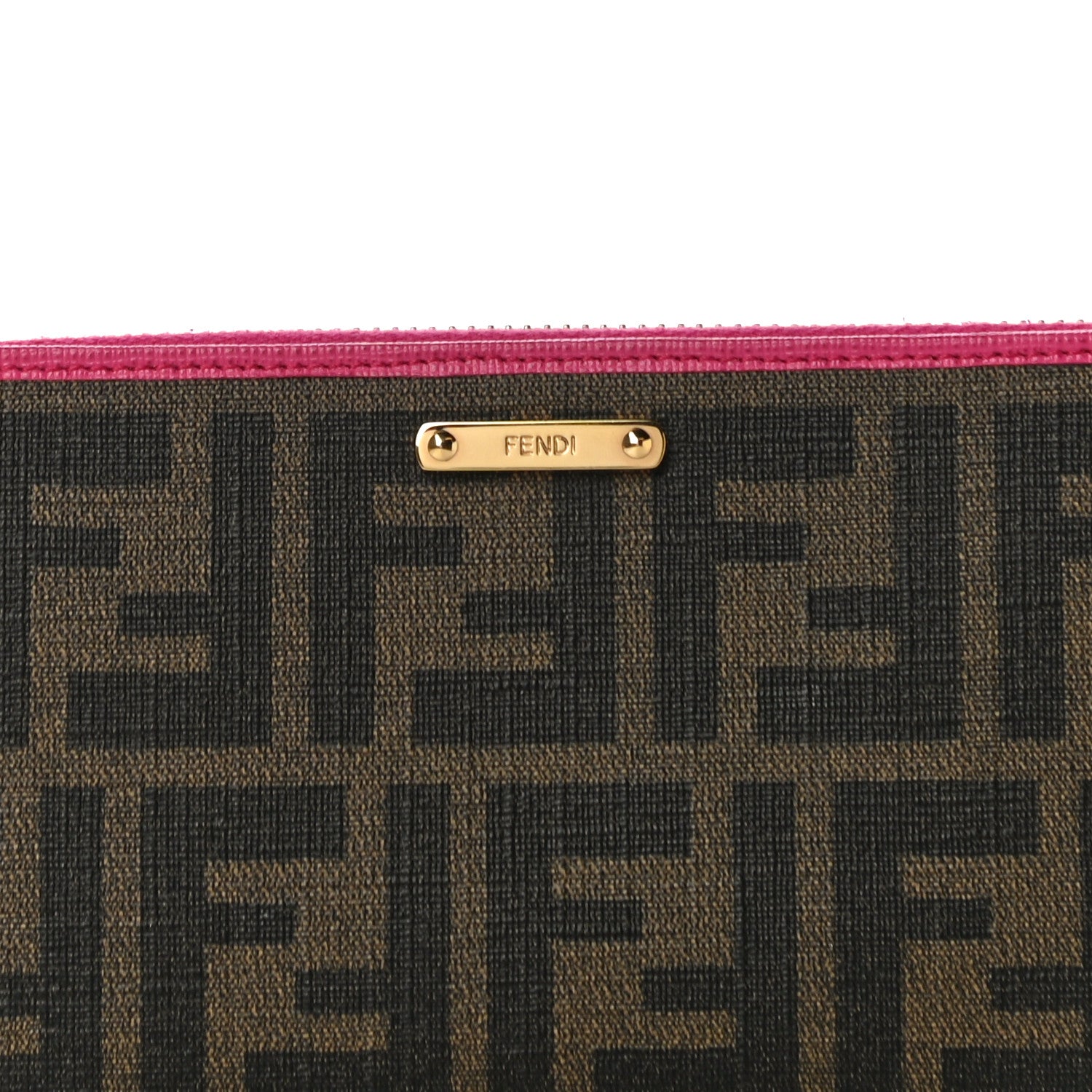 Fendi Zucca Spalmati Vitello Elite Zip Around Wallet Tobacco Ciclamino 7 of 11