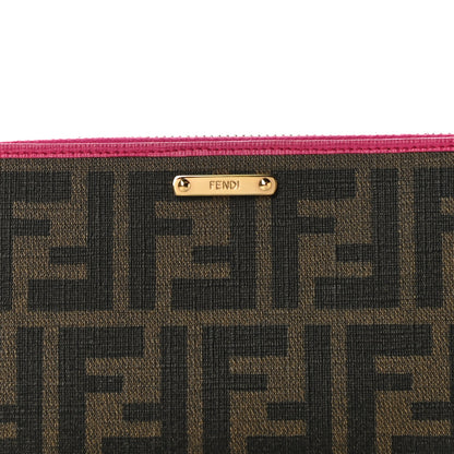 Fendi Zucca Spalmati Vitello Elite Zip Around Wallet Tobacco Ciclamino 7 of 11
