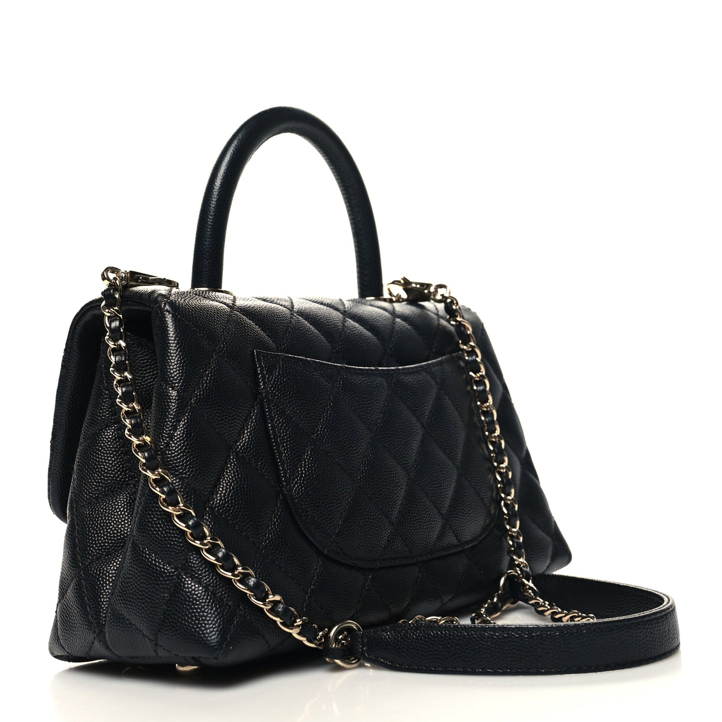 Caviar Quilted Mini Coco Handle Flap Black