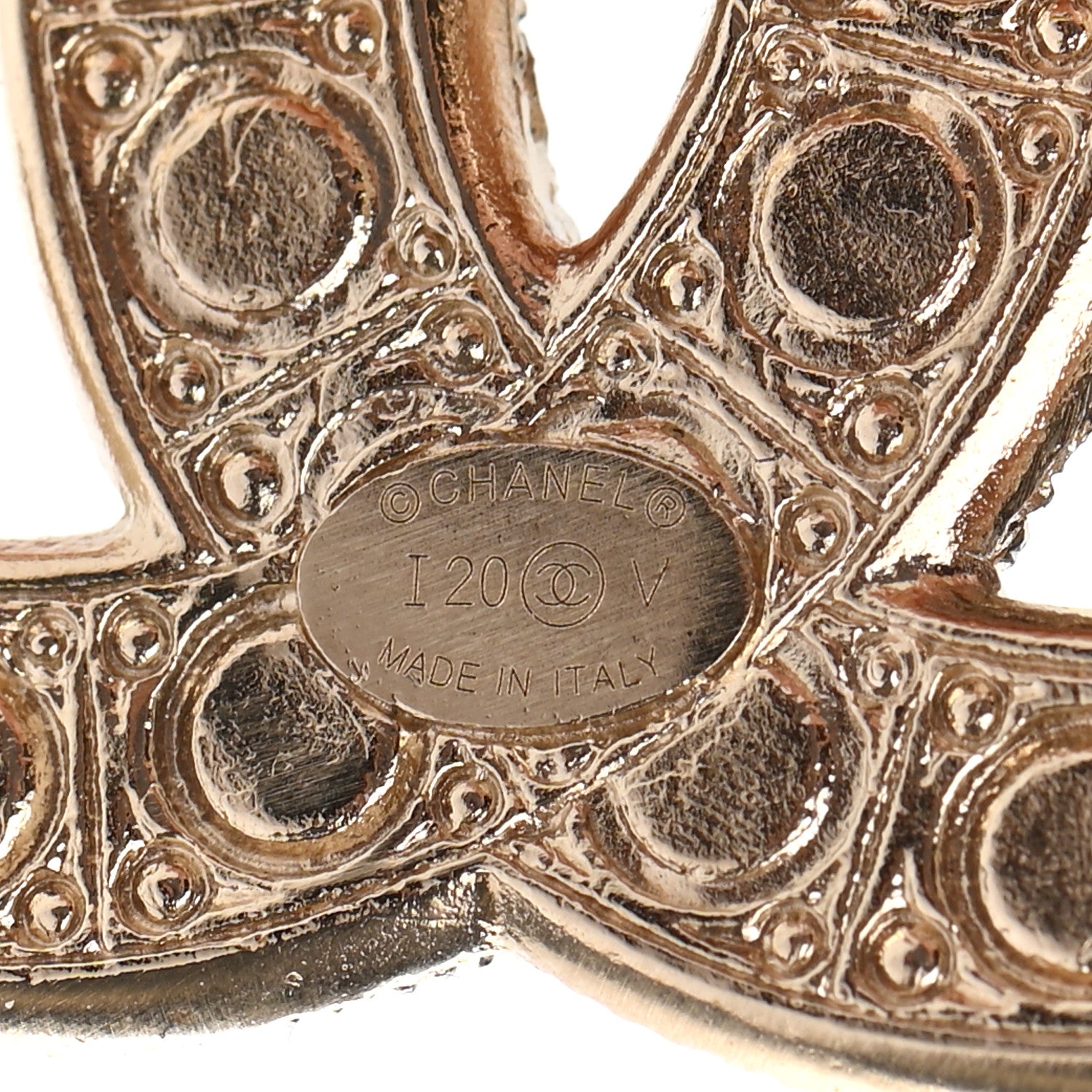 Chanel Metal Crystal Graduated Pearl CC Brooch Gold 4 of 5