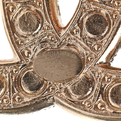 Chanel Metal Crystal Graduated Pearl CC Brooch Gold 4 of 5