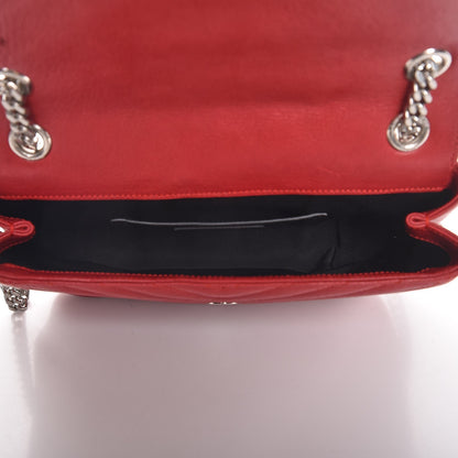 Saint Laurent Sheepskin Matelasse Chevron Medium Monogram Chain Bag Red 5 of 8