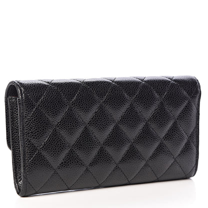 Chanel Caviar Quilted Large Flap Gusset Wallet Black 3 of 9
