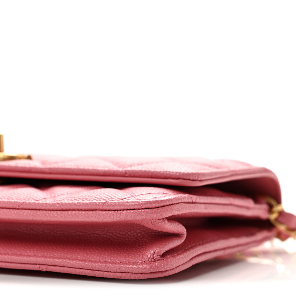 Chanel Caviar Quilted CC Turnlock Wallet On Chain WOC Pink 11 of 14