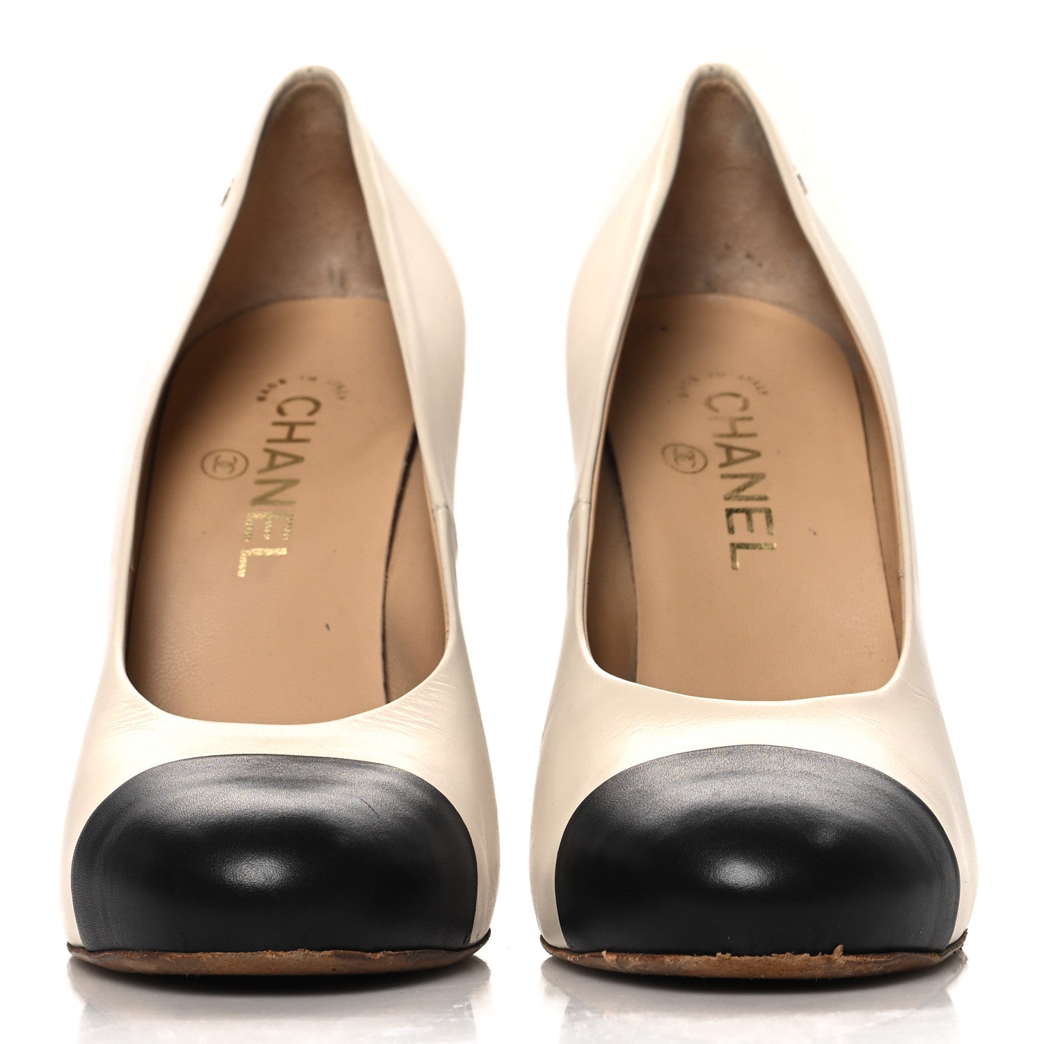 Chanel Lambskin Cap Toe Pumps 39 White Black 3 of 10