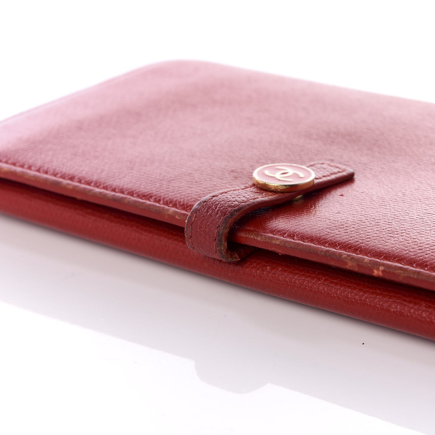 Grained Calfskin CC Long Wallet Red