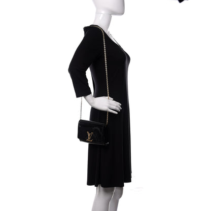 Louis Vuitton Patent Louise PM Chain Clutch Black 2 of 12