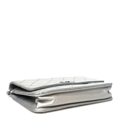 Chanel Metallic Aged Calfskin Quilted Reissue Wallet On Chain WOC Silver 4 of 12