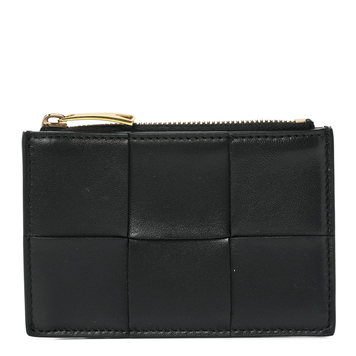 Nappa Maxi Intrecciato Zipped Card Case Black