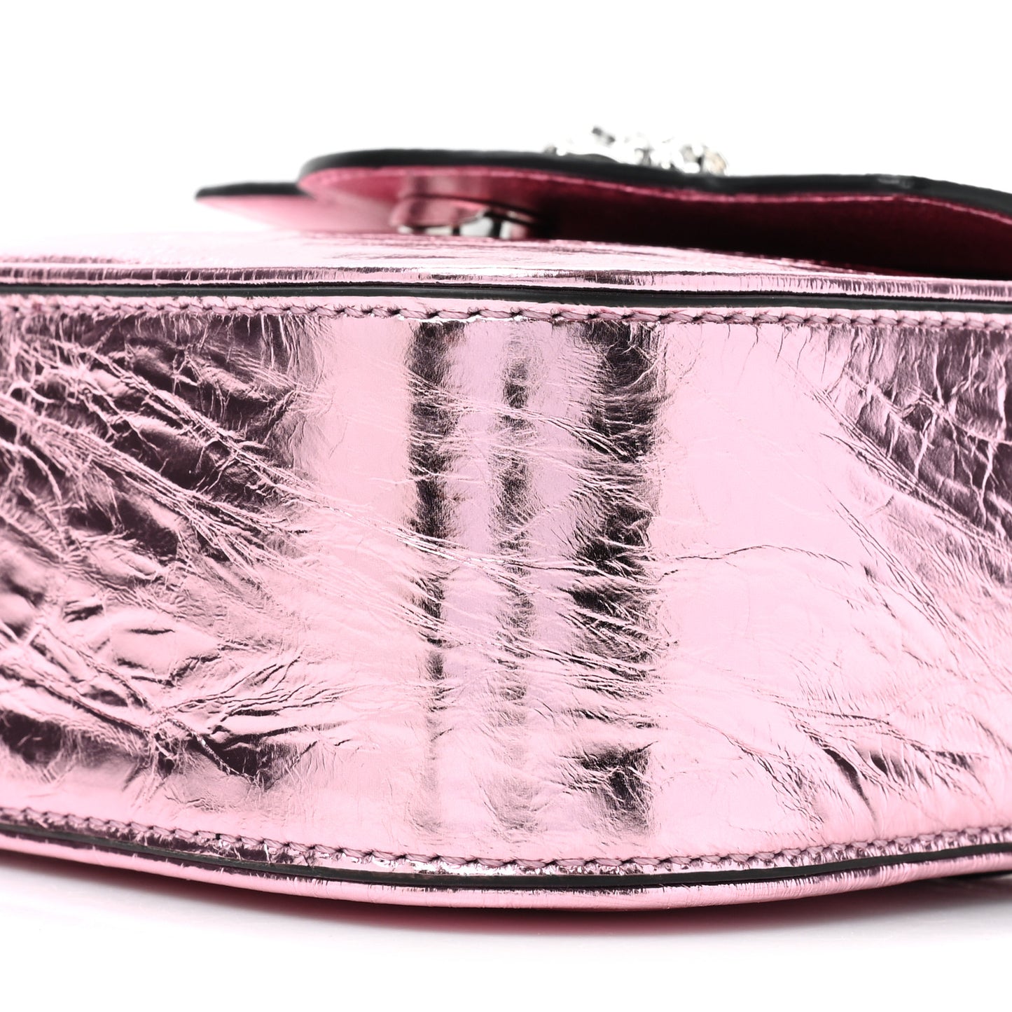 Metallic Crackled Lambskin Mini La Medusa Bag Pink
