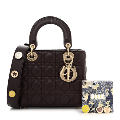 Christian Dior Lambskin Cannage Small Lucky Badges My Lady Dior Burgundy 3 of 11