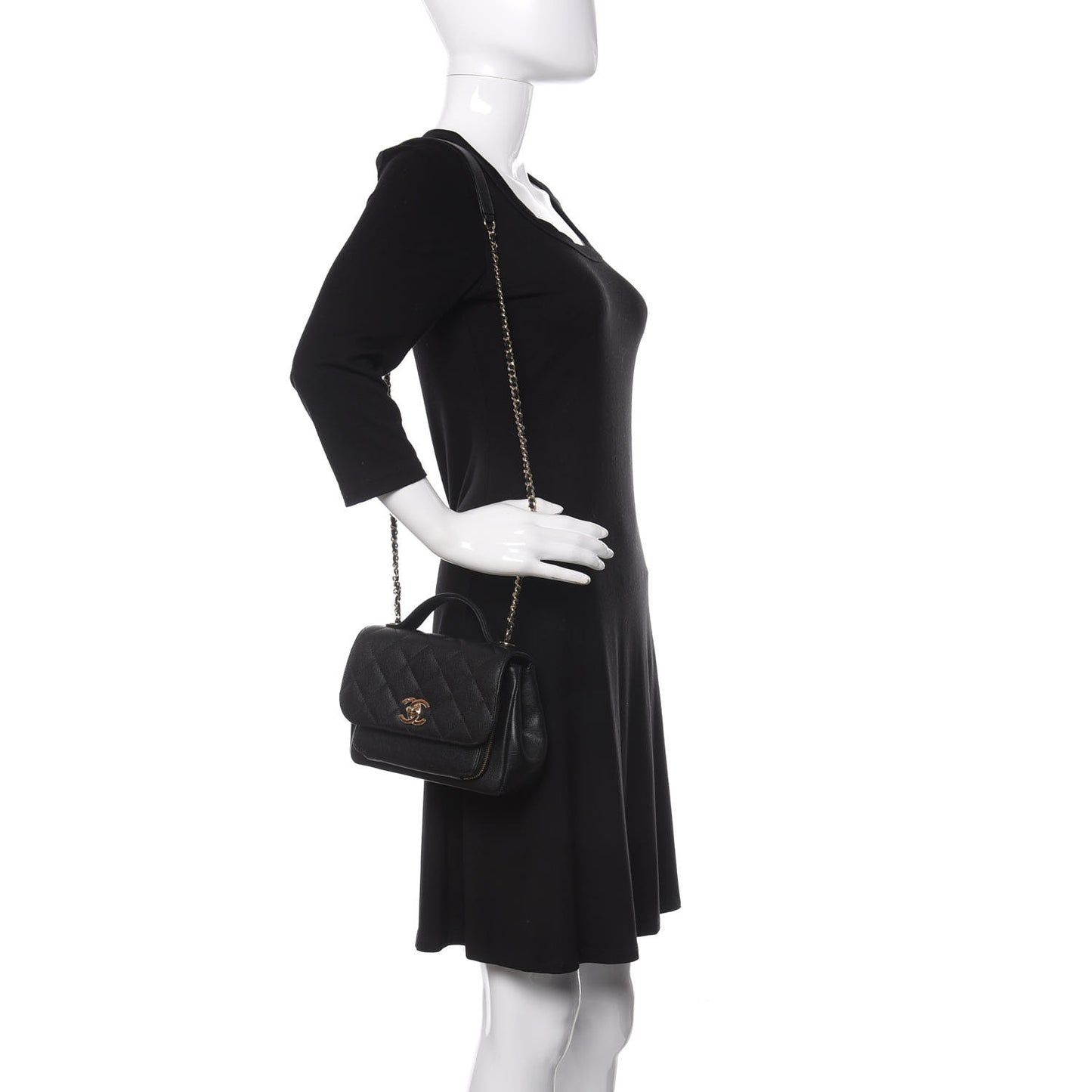 Caviar Quilted Small Business Affinity Flap Black